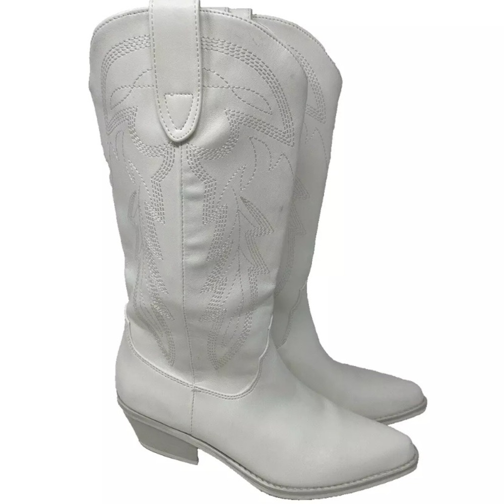 Madden Girl Women's Redford White Cowboy, Western Boots 7.5 Medium M - Picture 8 of 8